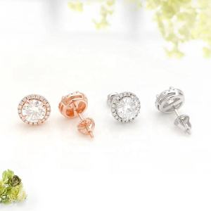 Pendientes de Diamantes de Moissanita Premium, Plata 925, Corte Redondo con Corte Brillante, para Uso Unisex - Product Image 2