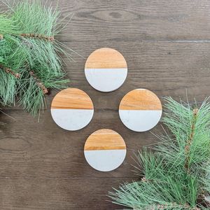 MARBALE COUSTER TRADITION, posavasos redondos de madera de mármol para inauguración de la casa, elegante soporte para tazas y bebidas - Product Image 6