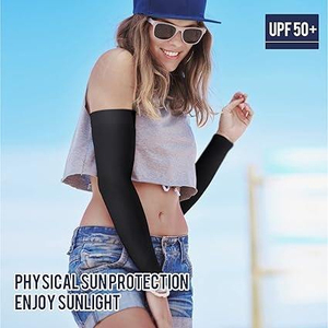 Summer Ice Silk Quick Dry Lightweight High Elasticity UV Sun Protection Anti-Bacterial Breathable 100% Polyester Arm Sleeve - Product Image 2