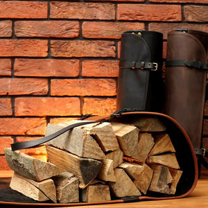 Bolsa de transporte de leña de cuero vintage, hecha a mano, de piel auténtica de vaca, para almacenamiento de leña. - Product Image 6