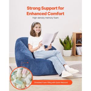 Sedia a sacco a 3 piedi con morbida copertura in velluto orsacchiotto 25D imbottita in Memory Foam morbida tasca portaoggetti blu per camera da letto giochi - Product Image 4