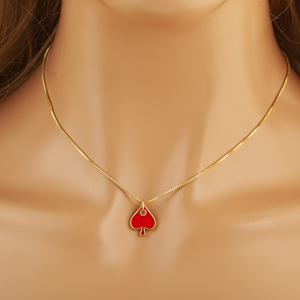 QIKU金メッキ銅ヒップホップペンダントネックレススペードハートクラブ女性と男性のためのパーソナライズされたリンクチェーン - Product Image 5