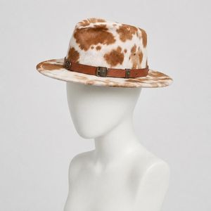 Sombrero de Vaquero de Piel Sintética con Estampado de Vaca, Banda de Cuero, Bordado a Mano, Unisex, para Adultos, Primavera, Verano, Estilo Casual Europeo Americano - Product Image 2