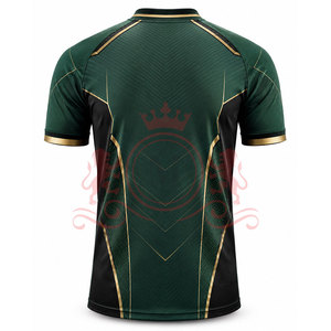 Camiseta de Fútbol Geométrica Verde y Negra para Hombre, Manga Corta, Cuello en V, Poliéster que Absorbe la Humedad, Ajuste Atlético, para Todas las Temporadas - Product Image 4