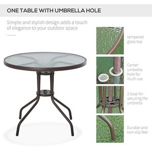 Set da pranzo da 6 pezzi Beige con ombrellone sedie pieghevoli e tavolo in vetro per la configurazione dei pasti all'aperto - Product Image 6