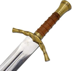 Épée de fantaisie artisanale sur mesure OEM de 40 pouces avec fourreau en cuir noir - Pommeau et garde en laiton - Manche gainé de cuir - Product Image 4
