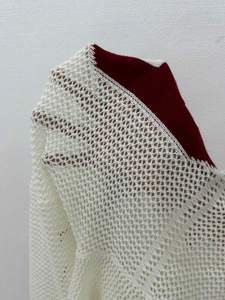 Haut en jersey tricoté surdimensionné à manches longues, respirant, avec motif numérique, style streetwear décontracté, faible MOQ, vente en gros OEM - Product Image 2