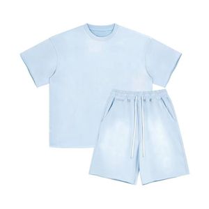 Conjunto de 2 piezas en negro carbón, estilo streetwear, de felpa francesa gruesa, corte holgado, conjunto urbano a la moda. - Product Image 5