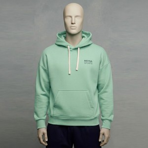 Sudadera con Capucha Extra Grande para Hombre, Color Verde Menta, Sudadera de Felpa Gruesa de Primera Calidad, Estilo Casual Urbano, Corte Holgado - Product Image 1