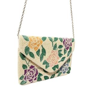 Bolso de Mano HASAN CRAFT Hecho a Mano con Cuentas, Diseño Moderno y Lujoso, 100% Algodón, Patrón Rosa y Naranja, Cosido, 3L+ - Product Image 4