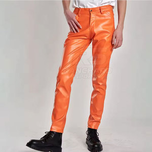 Pantalones de Cuero Urbanos para Hombre, Ligeros, Oscuros, Corte Recto Medio, Estilo Casual, Suaves, Duraderos, Cómodos, Modernos, Estilo Urbano - Product Image 3