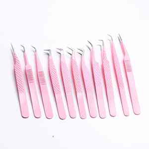 Pince à épiler de luxe pour technicien en cils, modèle 2025, pour isolation de volume, en acier inoxydable, pointe lisse 10 mm, personnalisable avec marque privée - Product Image 4