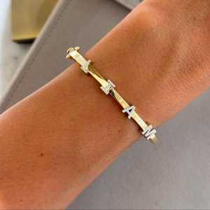 Name Bangle Personalized Custom Wholesale 14k Gold Diamond Lab Grown Round Cut Pave <b>Initial</b> Letters Cuff <b>Bracelet</b> Manufacturer - Product Image 3