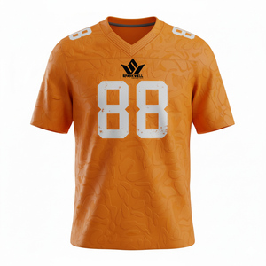เสื้อฟุตบอลอเมริกันสีเหลืองแบบกำหนดเองสำหรับผู้ชาย หมายเลข 88 คอวี แขนสั้น ผ้าโพลีเอสเตอร์ระบายเหงื่อแบบซับลิเมชั่น สำหรับกีฬาทีม - Product Image 6