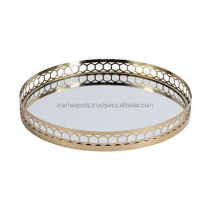 Luxury Handmade Decorative Modern Metal Serving Tray with Sturdy Frame for Serving Refreshments and <b>Sweets</b> - Product Image 2