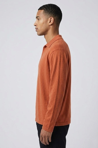 เสื้อโปโลแขนยาวผ้าขนสัตว์ผู้ชาย ปกคอพับ เสื้อโปโลถักทรงหลวมสบายๆ สำหรับผู้ชาย - Product Image 4