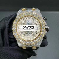 Montre-bracelet automatique de luxe en alliage, mouvement à quartz, verre serti de diamants Moissanite couleur D VVS1, cadran à aiguilles, 48 mm, résistante à l'eau