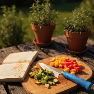Couteau de Chef Santoku à Lame Courbée en Acier Carbone Fait Main (ODM) pour Hôtels, Camping et Cuisine en Extérieur - Product Image 3