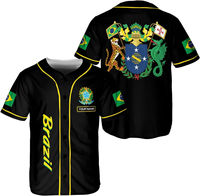 Camisetas de Béisbol Personalizadas OEM - Transpirables, Manga Corta, Diseño Brasileño Impreso Personalizado, Alta Calidad, 100% Poliéster, Antibacterianas