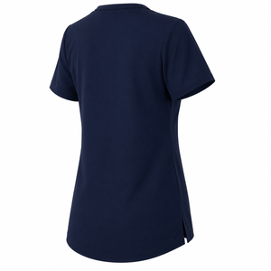 Haut de blouse médicale personnalisé pour femme avec logo, col en V, manches courtes, poches utilitaires, couleur unie, pour clinique - Product Image 4