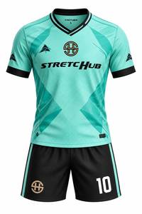 Ensemble d'uniformes de football personnalisés : Maillot de football, short contrastant, tenue d'équipe sportive, kit athlétique à manches courtes, vêtements de sport d'entraînement, vente en gros - Product Image 3
