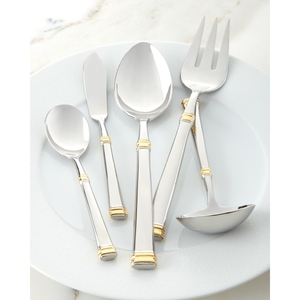Ensemble de couverts en acier inoxydable plaqué or de haute qualité, écologiques, design moderne, manche fin, pour mariage et hôtellerie - Product Image 6