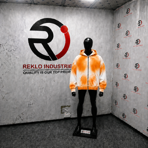 Sweat-shirt à capuche zippé dégradé orange et blanc, coupe oversize, streetwear unisexe, veste à capuche premium ombrée, fermeture éclair intégrale, effet vintage délavé - Product Image 3