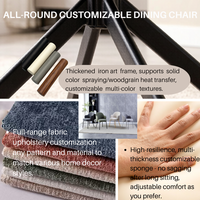 Chaise de salle à manger à dossier haut, style rétro, en velours, avec coussin moelleux, OEM