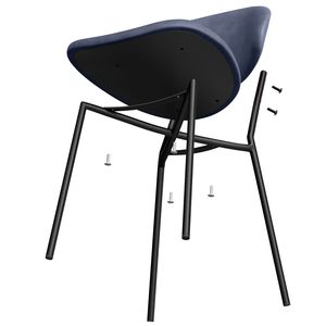 Set di 4 Sedie da Pranzo in Stile Mid-Century Moderno, Rivestite in Pelle PU con Schienale Curvo per Sala da Pranzo o Cucina - Product Image 4
