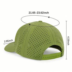 Casquette de baseball snapback personnalisée avec logo, style vintage, 6-5 panneaux, perforations laser, pour l'été et les activités de plein air, en tissu standard - Product Image 3