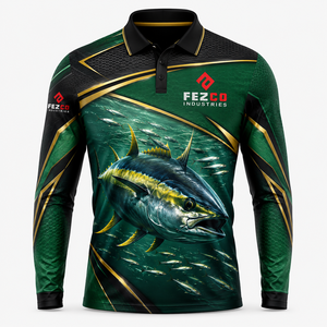 เสื้อโปโลตกปลาผู้ชายแบบ OEM แขนยาว เสื้อโปโลสำหรับตกปลา ผ้ายืดโพลีเอสเตอร์ เสื้อโปโลประสิทธิภาพสูง - Product Image 3
