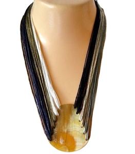 Pulido recién llegado collar de cuerno de buey de búfalo pulido estilo Animal hueso joyería diseño Natural cuentas mujeres niñas boda - Product Image 1