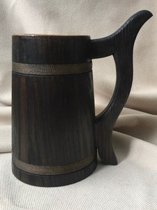 Chope à bière traditionnelle en bois, faite à la main, en bois naturel, pour la décoration de bar de festival viking et la collection de collectionneur - Product Image 4
