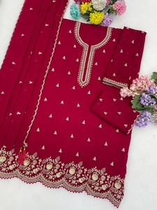 Conjunto de traje Sharara de Georgette al por mayor con bordado pesado de Zari dorado, Kurta recta y Gharara acampanada, ideal para bodas y festividades indias y pakistaníes. - Product Image 6