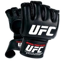 Gants de boxe UFC en cuir véritable à demi-doigts pour MMA, kick-boxing et arts martiaux, avec fermeture auto-agrippante, vente en gros