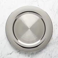 Plato de Acero Inoxidable Decorativo, Plato de Metal para Cena con Acabado Dorado para Bodas, Hoteles, Restaurantes y Eventos