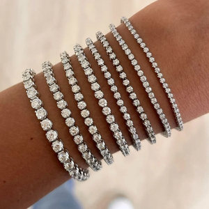 Aniva 925 Sterling Silver Moissanite Tennis <b>Bracelet</b> Round Brilliant 2.5 to 6MM 6 to 8 Inch Women Fine Jewelry - Product Image 1