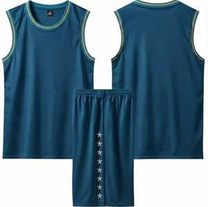 DROGEN EXPORTS Ensemble d'uniformes de basketball imprimés par sublimation, maillot et short unisexe pour adulte, grande taille, respirant, en maille, sans manches, devant en maille - Product Image 1
