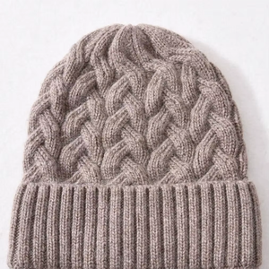 Gorros de Lana con Doble Capa y Forro de Satén para Otoño e Invierno, Nuevo Gorro de Punto Trenzado con Mezcla de Cachemira - Product Image 4