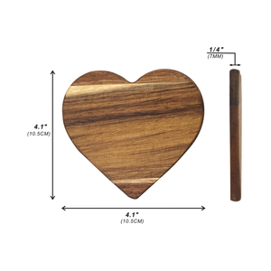 Eco-friendly Acacia Wood Drink Coasters Heart Shaped for Valentine's Day Parties Housewarming Gifts made in Vietnam - Product Image 2