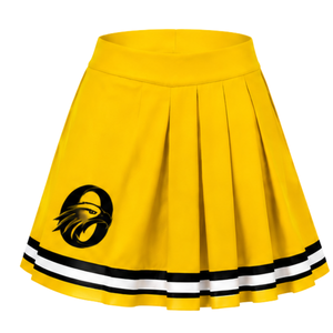 Yellow <b>Pleated</b> Cheerleading <b>Skirt</b> with <b>Black</b> White Stripe Trim Athletic Performance Uniform <b>Skirt</b> for Women and Girls Team Wear - Product Image 1