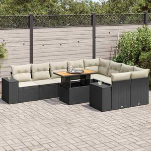 Black Garden <b>Sofa</b> <b>Set</b> With Cushions UV Resistant PE Rattan Outdoor Furniture Contemporary Design Waterproof Garden Use - Product Image 1