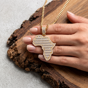 Colgante Personalizado de Mapa de África Estilo Hip Hop, con Incrustaciones de Moissanita Baguette, Plata 925, para Uso Diario - Product Image 6