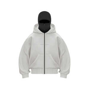 Sweat à capuche surdimensionné à double capuche, masque à double couche, streetwear, poids lourd, 500 GSM, personnalisé OEM - Product Image 3