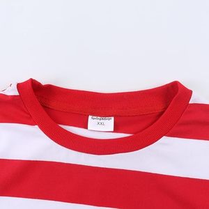 T-shirt pour homme en coton respirant à rayures rouges et blanches, col rond, grande taille |   Chemise décontractée à manches courtes pour un usage quotidien, coupe décontractée - Product Image 3