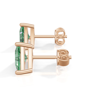 <b>Rose</b> <b>Gold</b> Plated Sterling Silver Trillion Cut Emerald <b>Stud</b> <b>Earrings</b> Classic Women's Jewelry Heerani Jewels Water Triangle - Product Image 5