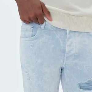 Jean en denim délavé coupe droite pour homme, taille mi-haute, coupe classique, décontracté, en coton respirant, idéal pour le printemps - Product Image 4