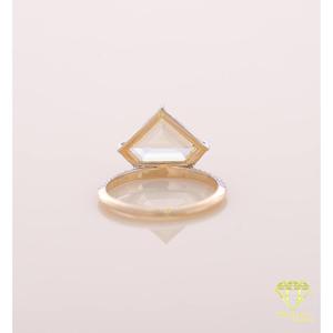 Trillion Cut Moissanite Diamond Engagement <b>Ring</b> Yellow Gold Pave Split Shank <b>Statement</b> Wedding <b>Ring</b> for Women - Product Image 3