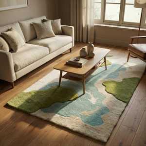 Tapis d'intérieur en laine tufté à la main de qualité supérieure |   Tapis de luxe texturé moderne, adapté aux animaux domestiques, antidérapant, 1 pièce - Product Image 2