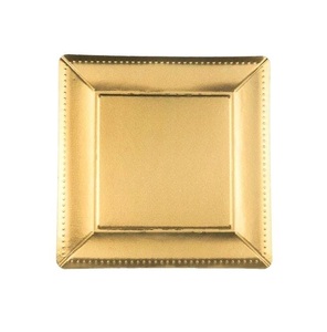 Luxurious Silver <b>Square</b> <b>Edge</b> Beaded Paper Disposable Charger Plates 13 Inch Pack of 10 elegant eco friendly charger plates - Product Image 2